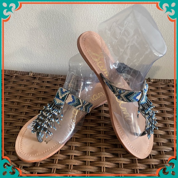 Vintage Sam Edelman Women's Anella-1 Blue/Multi BeadS - Picture 1 of 4